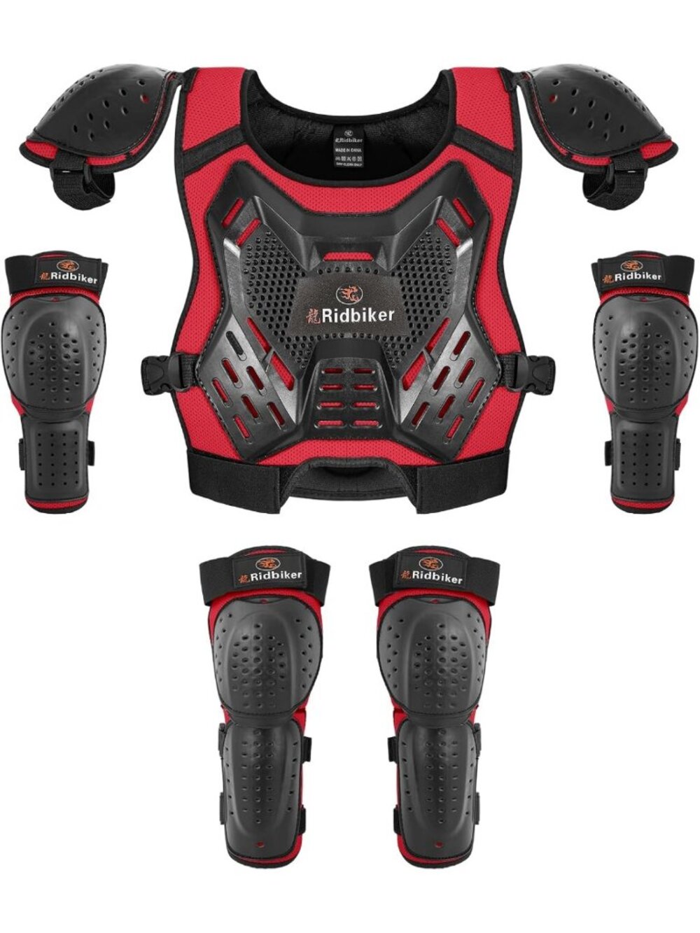Youth Dirt Bike Armor Suit with Chest Protector & Knee Elbow Pads - Protective